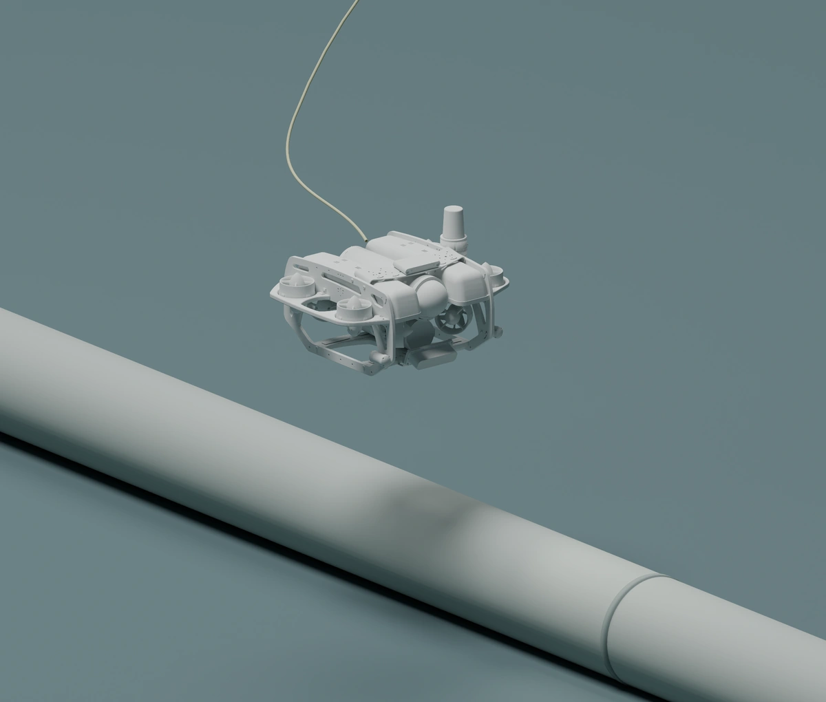 Illustration of an ROV inspecting a pipeline.