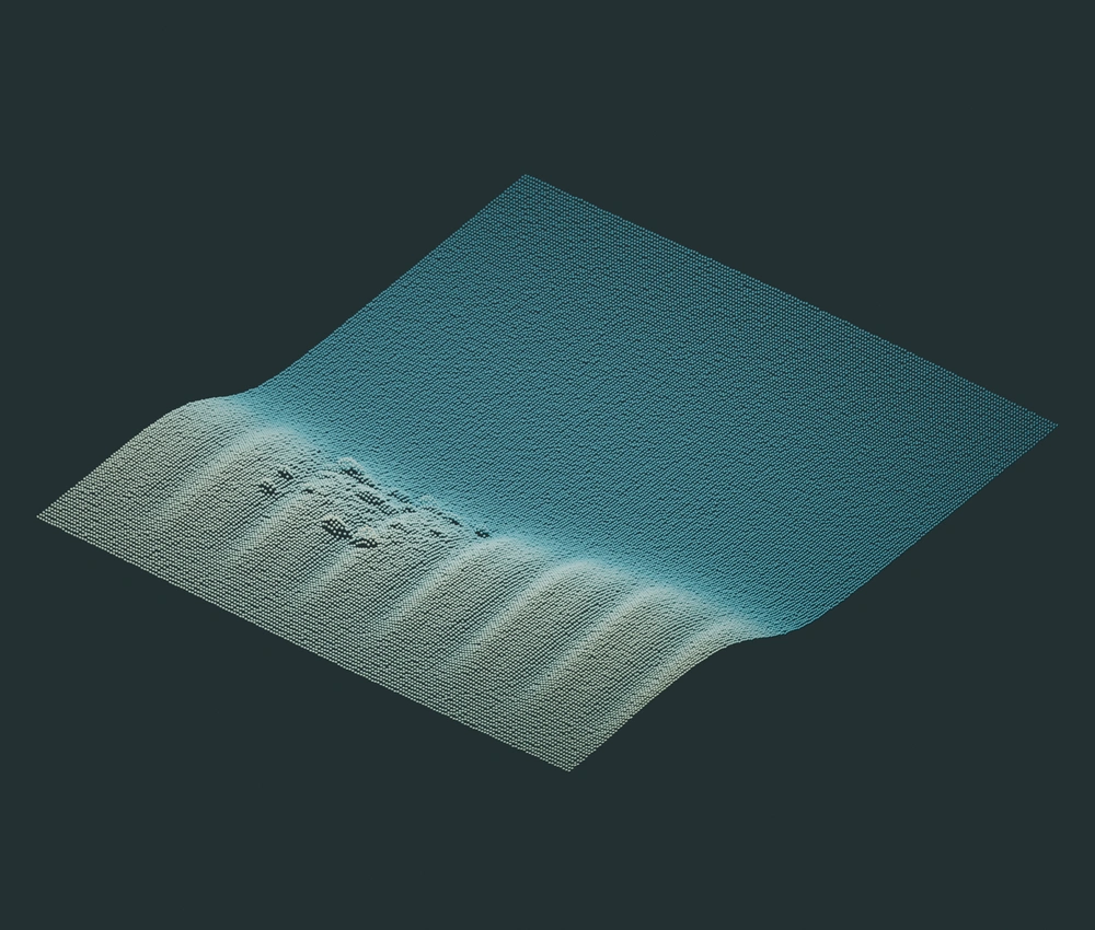 Illustrative multibeam soundings of a channel shoulder and bedforms.